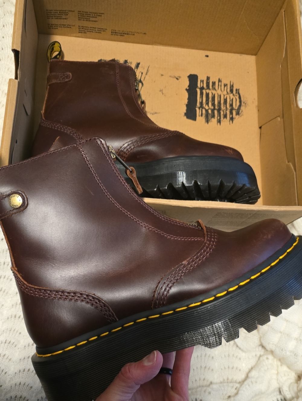 Jetta Zipped Sendal Brown Leather Platform Boots New With Tags